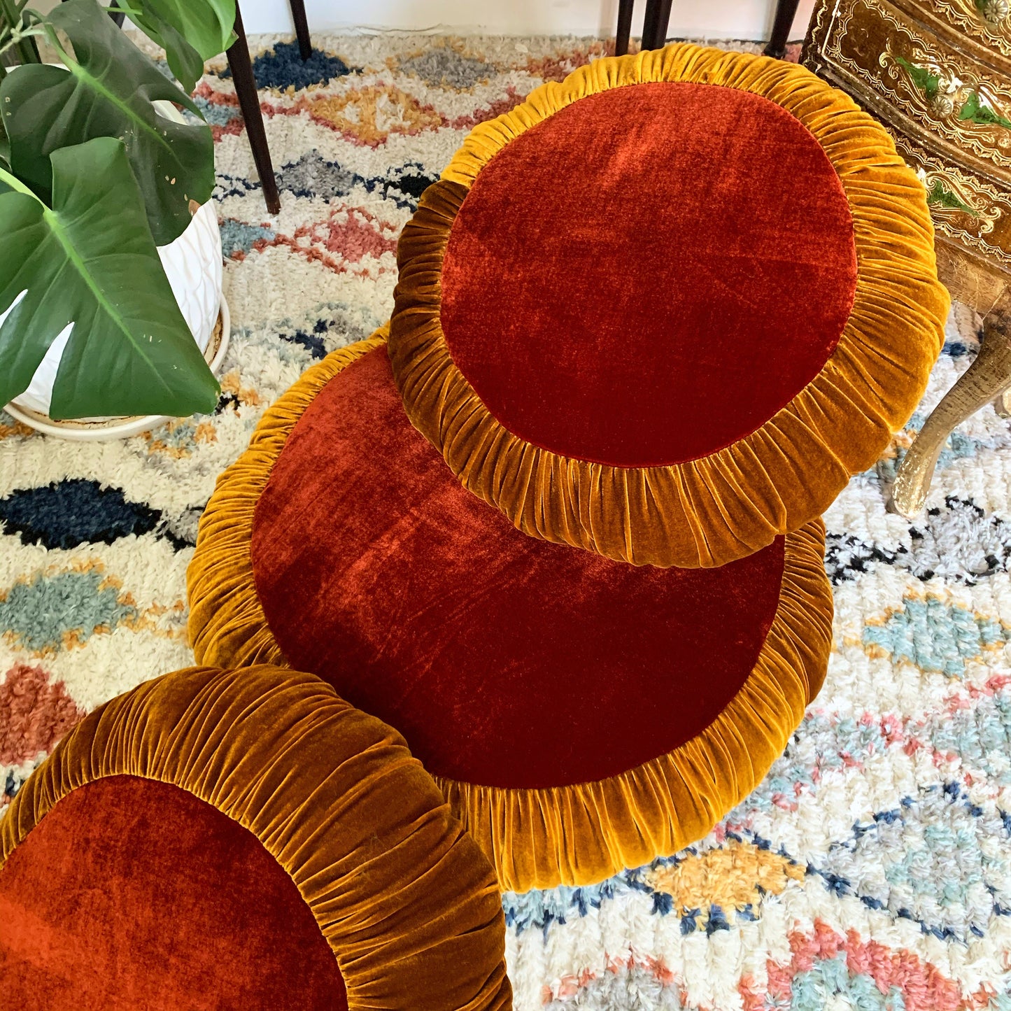 Sun Cushion | Golden Amber & Ruby Red