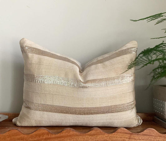Luxe Metallic Striped Accent Pillow