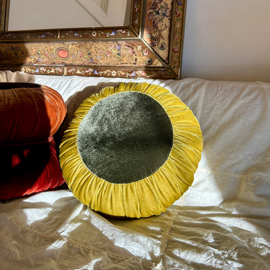 Chartreuse + Dark Olive Sun Cushion