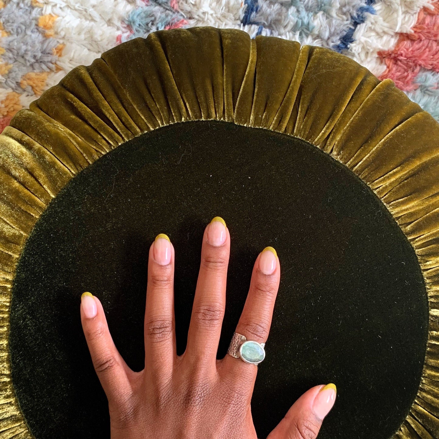 Sun Cushion | Golden Olive & Deep Emerald