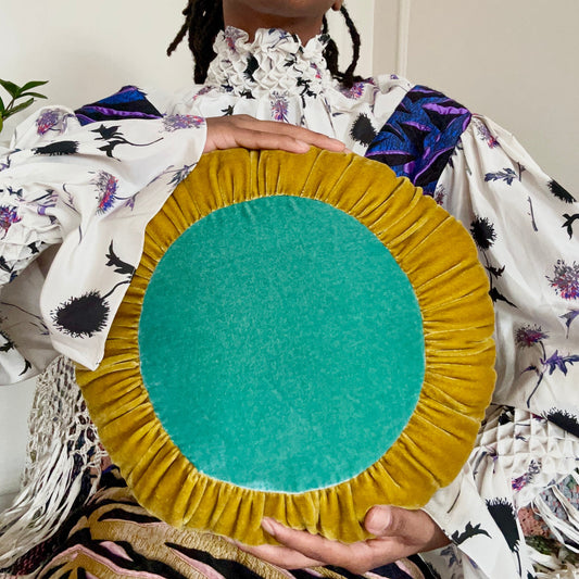 Sun Cushion | Chartreuse & Seafoam