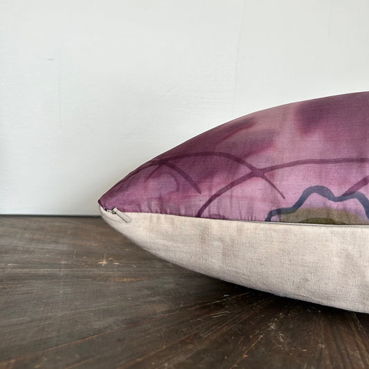 Purple Silk Fan Pattern Pillow Cover – 20x20"