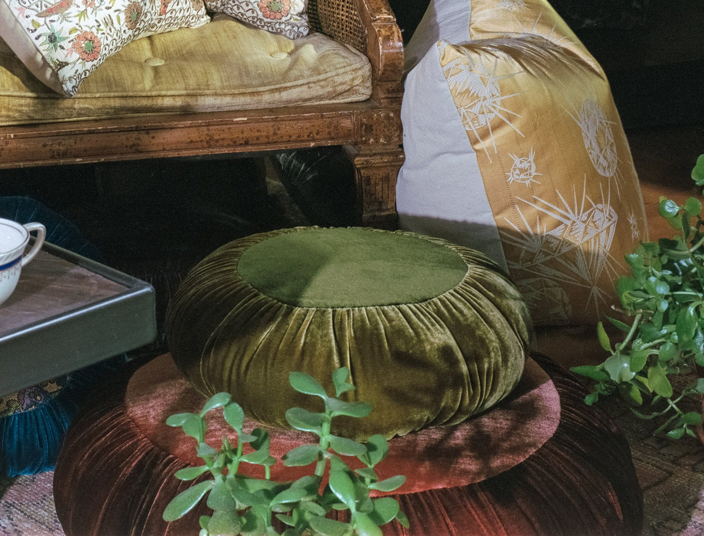 Sun Cushion | Golden Olive & Deep Emerald