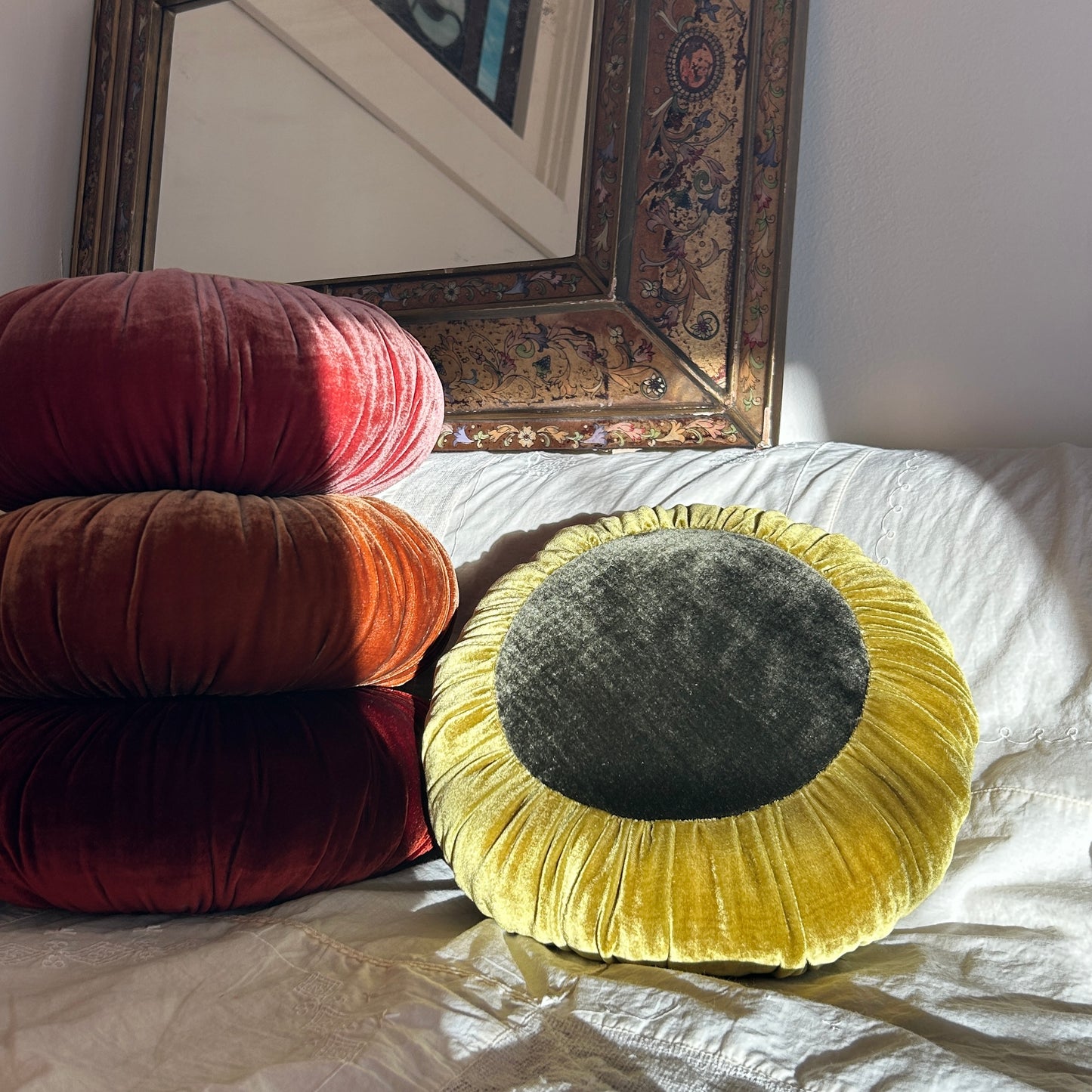 Chartreuse + Dark Olive Sun Cushion