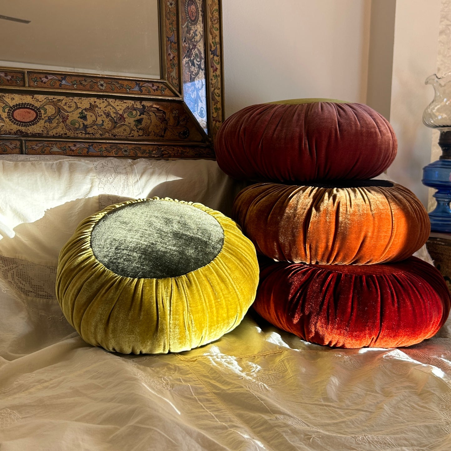 Chartreuse + Dark Olive Sun Cushion