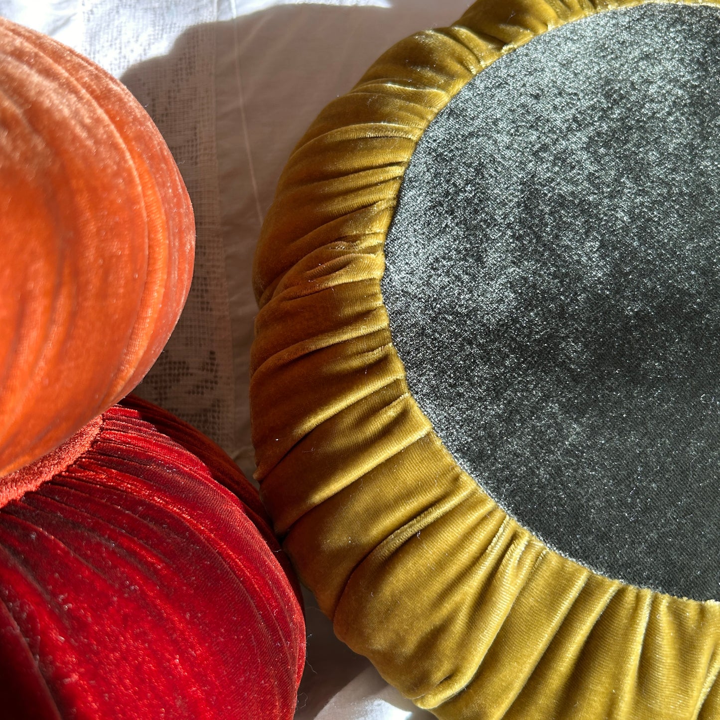 Chartreuse + Dark Olive Sun Cushion