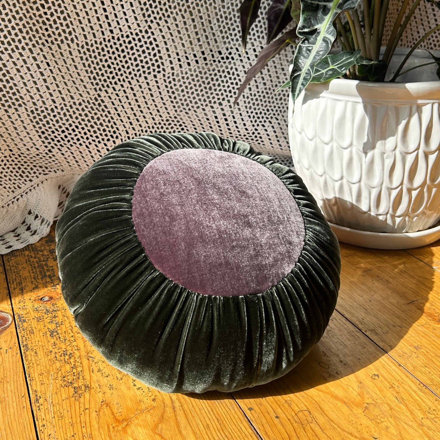 Sun Cushion | Antique Lilac + Mallard Green
