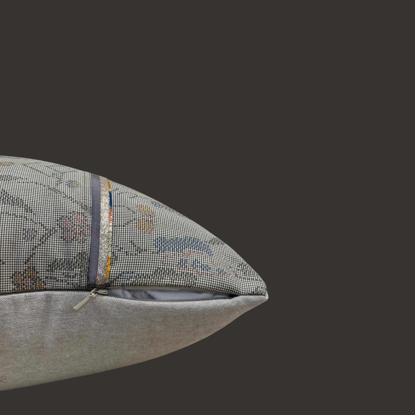 Floral Kimono Silk Pillow Cover with Art Deco Trim