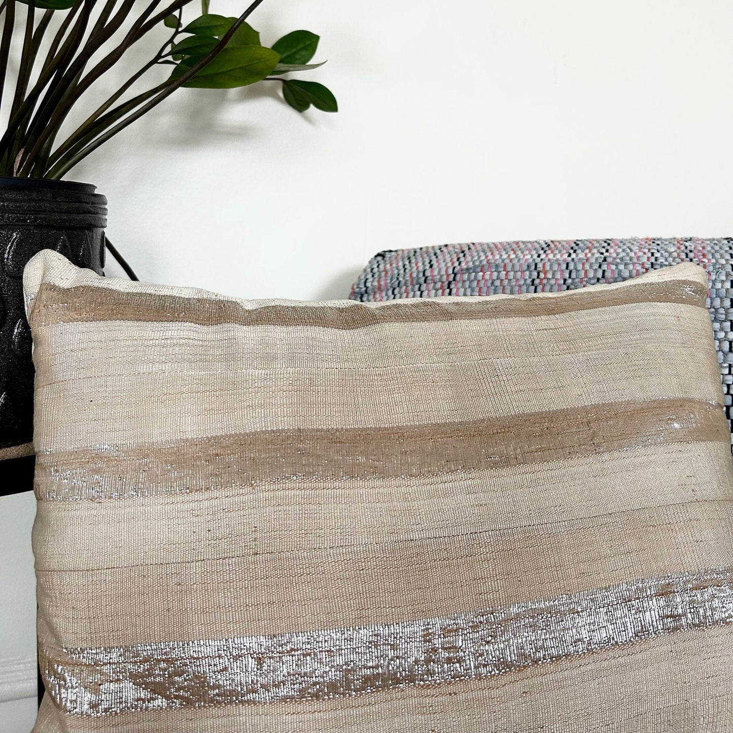 Luxe Metallic Striped Accent Pillow